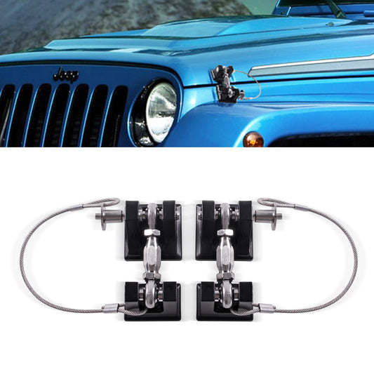 JL Hood Latches for Jeep Wrangler, Locking Hood Latch Kit Compatible with 2018 2019 2020 2021 2022 2023 Jeep Wrangler JL & Jeep Gladiator, Eliminate Hood Flutter (Base)