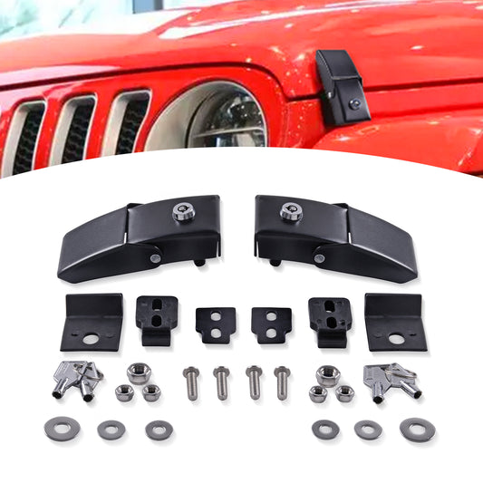 Steel Hood Latches Compatible with J eep Wrangler 2007-2023 JK JKU JL JLU Gladiator JT Rubicon Sahara X Off Road Sport Exterior Accessories Locking Hood latches