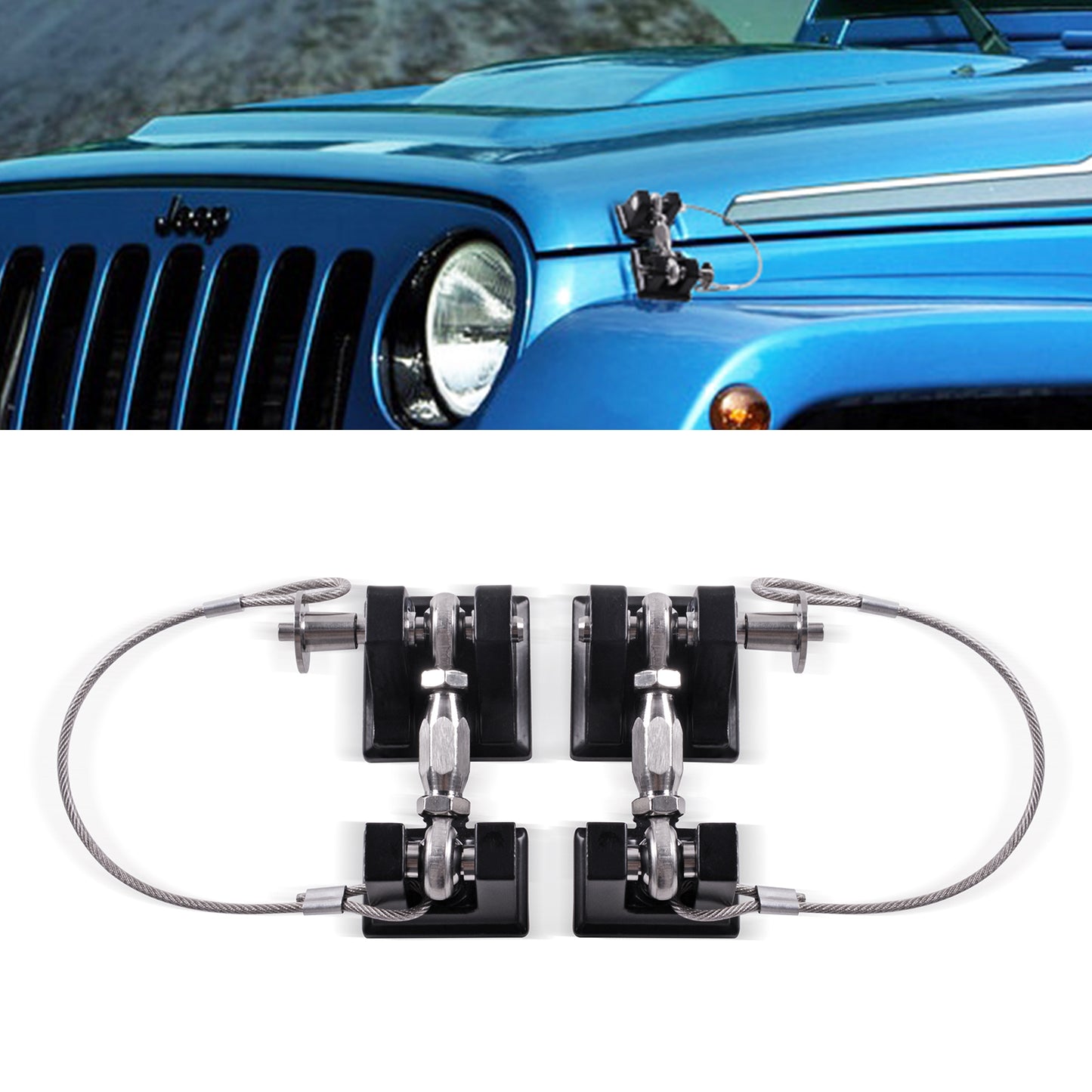 GOCPB JL Hood Latches for Jeep Wrangler, Locking Hood Latch Kit for 2018-2023 Jeep Wrangler JL & Jeep Gladiator, Eliminate Hood Flutter, Aluminum, 1 Pair