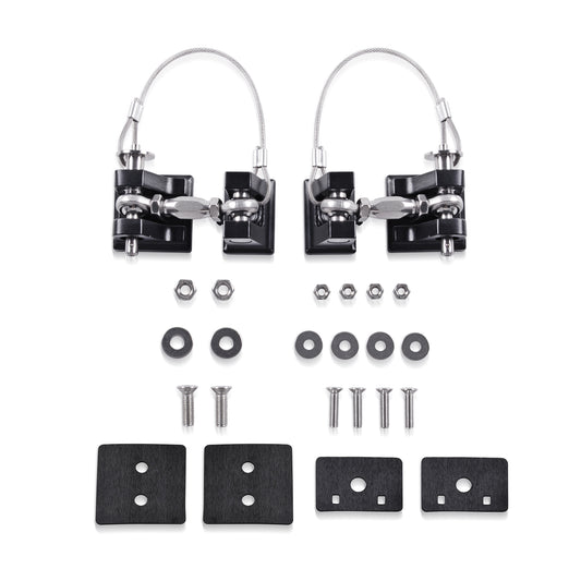 GOCPB JL Hood Latches for Jeep Wrangler Compatible with 2018 2019 2020 2021 2022 2023 Jeep Wrangler JL/Jeep Gladiator JT/4xe Eliminate Hood Flutter, Aluminum Locking Hood Latch Kit Base