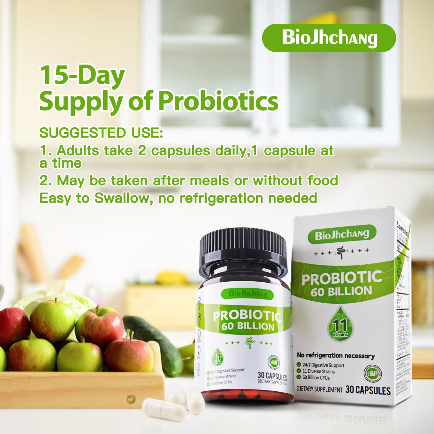Probiotics 60 Billion CFUs, 11 Diverse Strains Natural Prebiotics for Immune, Digestive and Gut Health Supports Occasional Constipation Diarrhea Gas & Bloating for Women & Men 30 Count