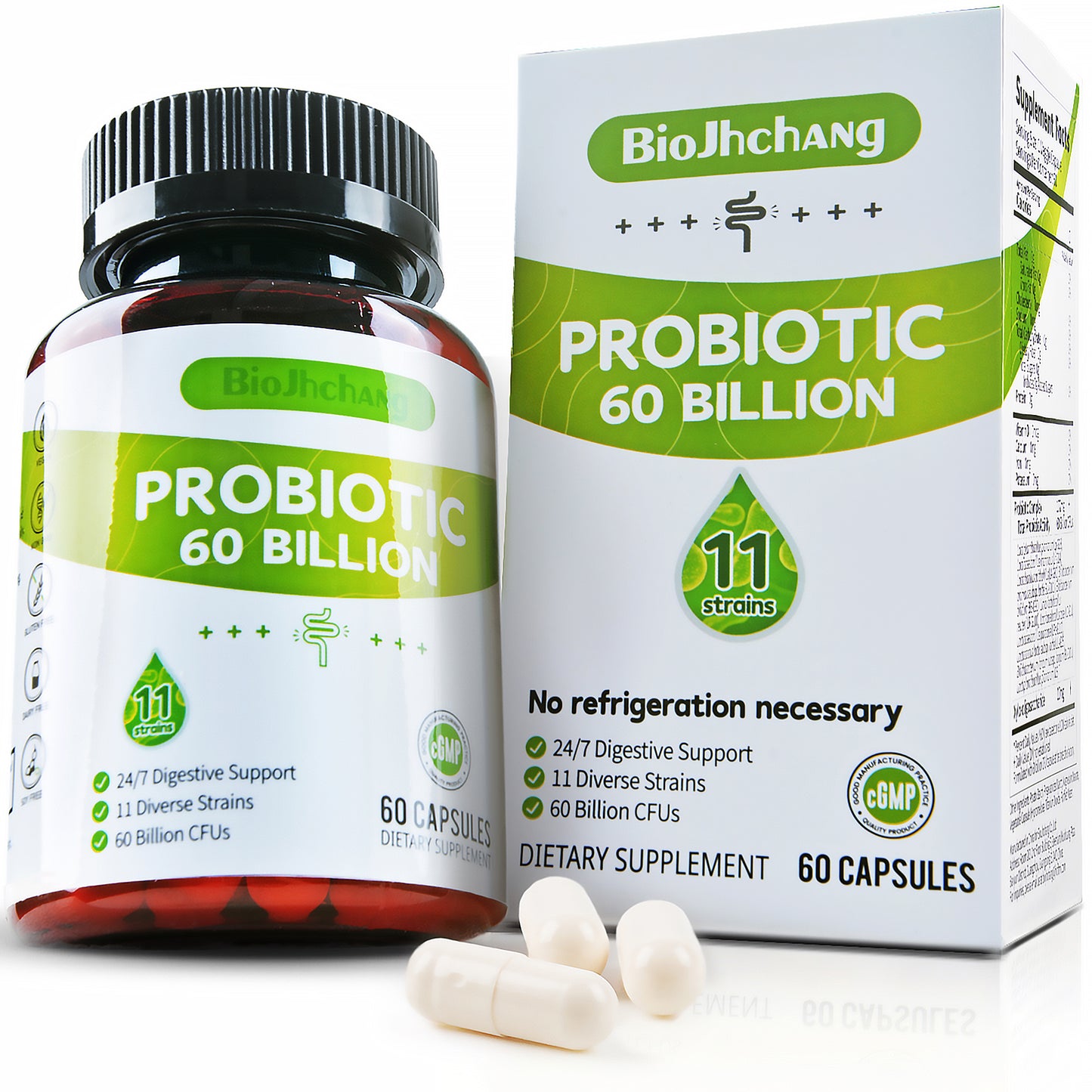 Probiotics 60 Billion CFU,11 Diverse Strains Probiotic Prebiotics for Women & Men, Immune, Digestive & Gut Health Sleep Support Occasional Constipation Diarrhea Gas & Bloating 60 Count