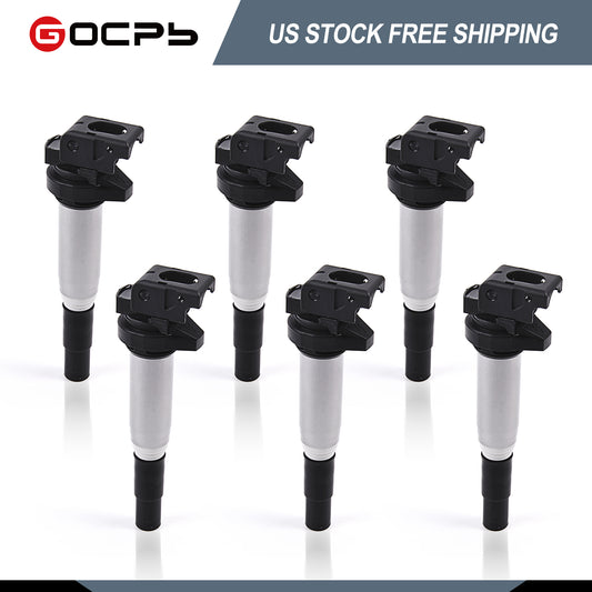 GOCPB UF667 Ignition Coil Pack Set of 6 for 2001-2017 BMW 3-Series 325i 328i 335i N52 N54 M3 M5 S65 S63 X5 X6 2.5L 3.0L 4.4L 6.0L N55 OE Replacement 12137571643 High Performance Coil Packs UF522 UF570