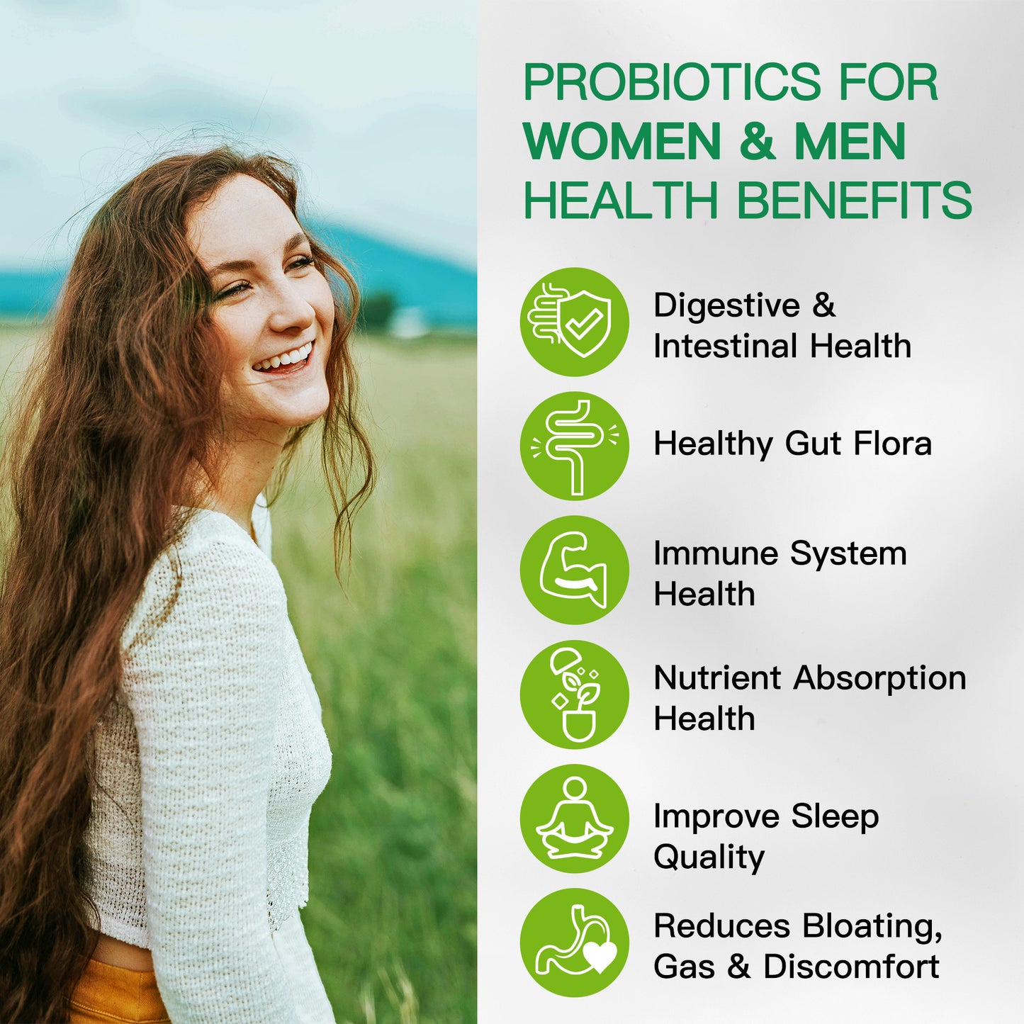 Probiotics 60 Billion CFUs, 11 Diverse Strains Natural Prebiotics for Immune, Digestive and Gut Health Supports Occasional Constipation Diarrhea Gas & Bloating for Women & Men 30 Count