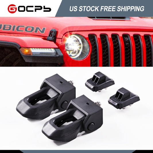 GOCPB 2018 for Jeep Wrangler JL Original Black Stainless Steel Latch Locking Hood Catch Kit for Jeep Wrangler 2007-2023 JK JL Gladiator JT