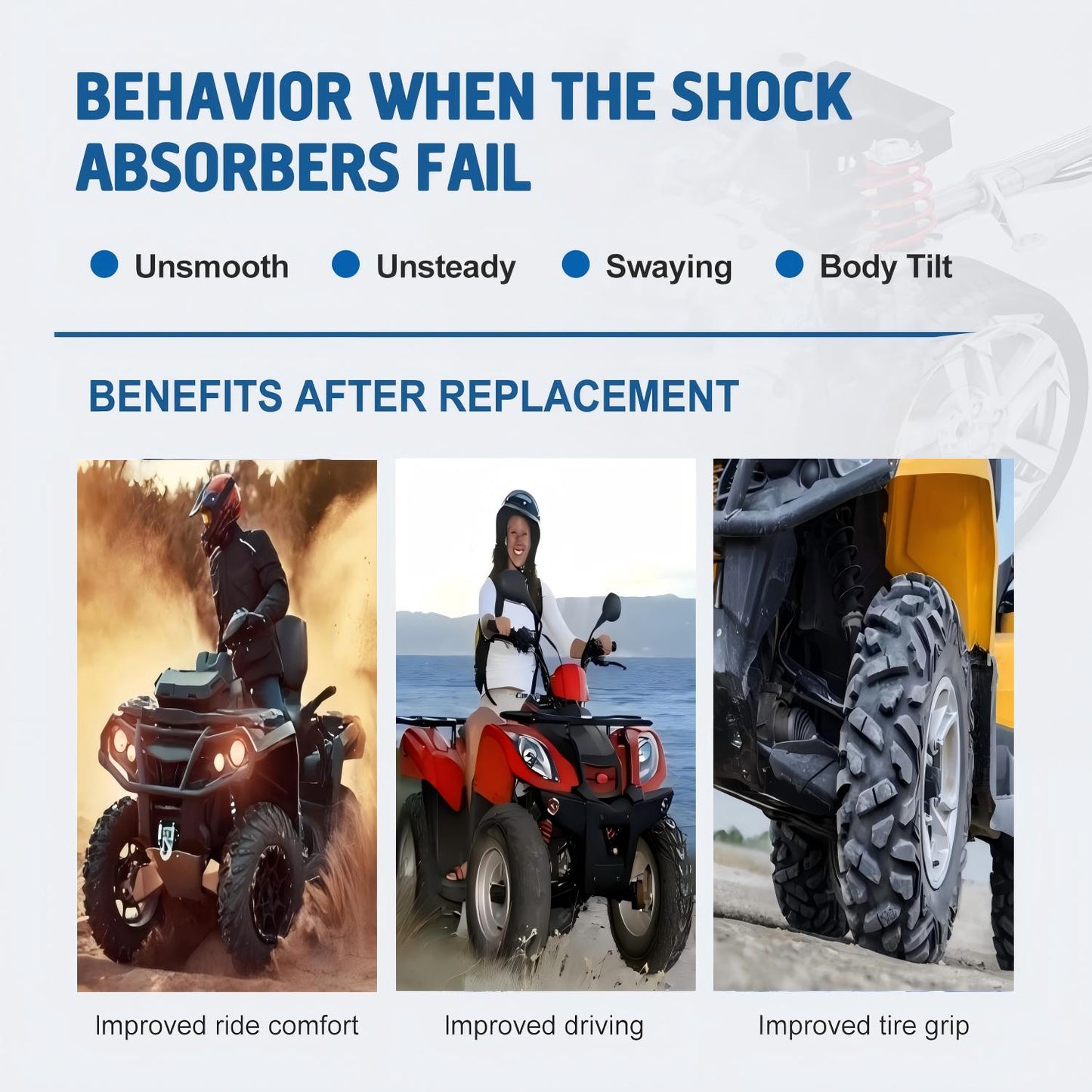 ATV Front Monotube Shocks Compatible with 2016-2020 Can-Am Outlander 450/570 16-20 Outlander Max 570 13-18 Outlander 650 EFI BF 12-15 Can-Am Outlander 800R EFI BF 706201163 706201170 2pcs