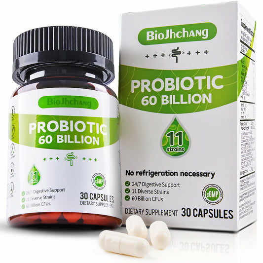 Probiotics 60 Billion CFUs, 11 Diverse Strains Natural Prebiotics for Immune, Digestive and Gut Health Supports Occasional Constipation Diarrhea Gas & Bloating for Women & Men 30 Count