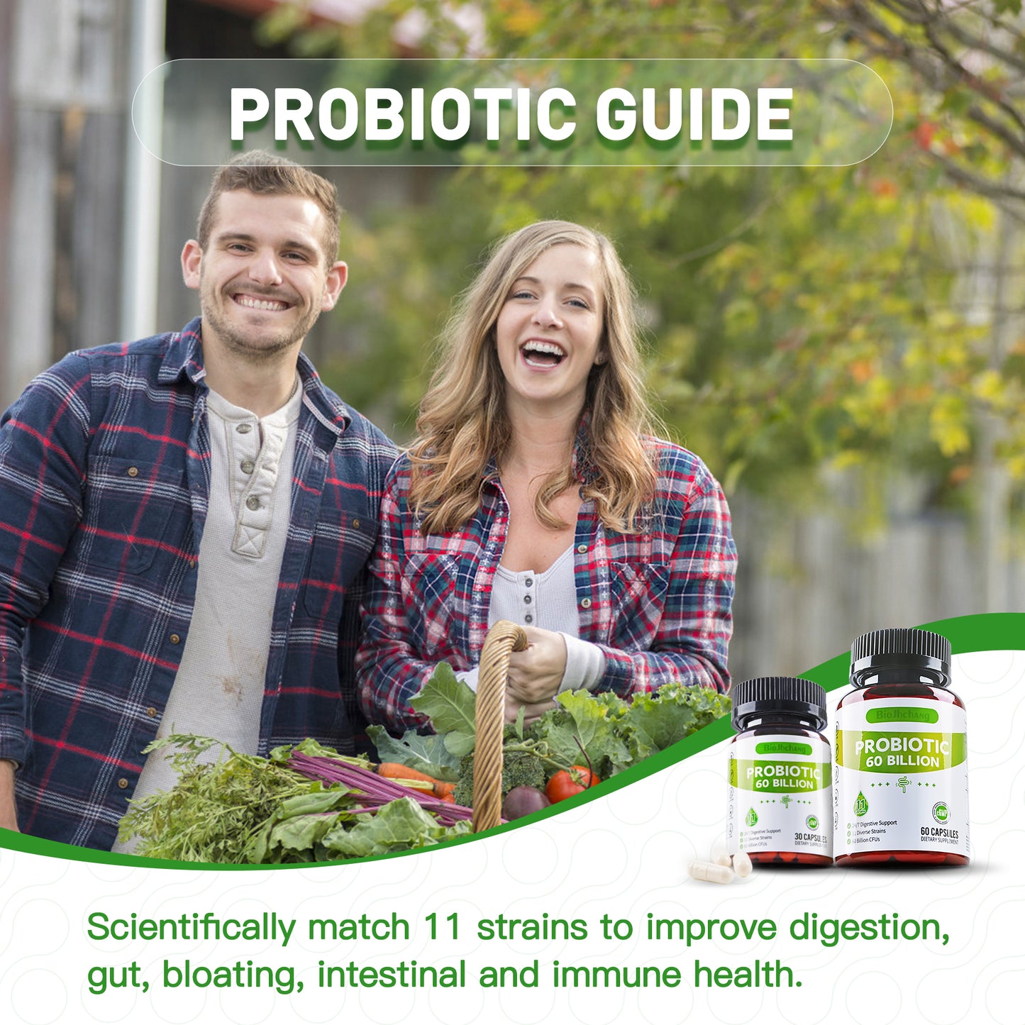 Probiotics 60 Billion CFUs, 11 Diverse Strains Natural Prebiotics for Immune, Digestive and Gut Health Supports Occasional Constipation Diarrhea Gas & Bloating for Women & Men 30 Count