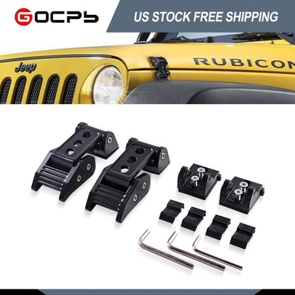 GOCPB Aluminum Hood Latches Hood Catch Kit Compatible with Jeep Wrangler JK JKU 2007-2017 JL JLU 2018-2024 Gladiator JT 2020 20212022 2023 2024 Hollow Out No Drilling Required Black