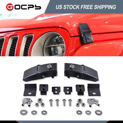 GOCPB Steel Hood Latches Compatible with Jeep Wrangler 2007-2023 JK JKU JL JLU Gladiator JT Rubicon Sahara X Off Road Sport Exterior Accessories